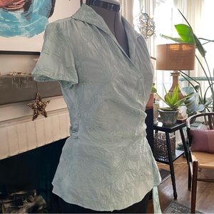 Mint Green Lafayette 148 Wrap Top Short Sleeve